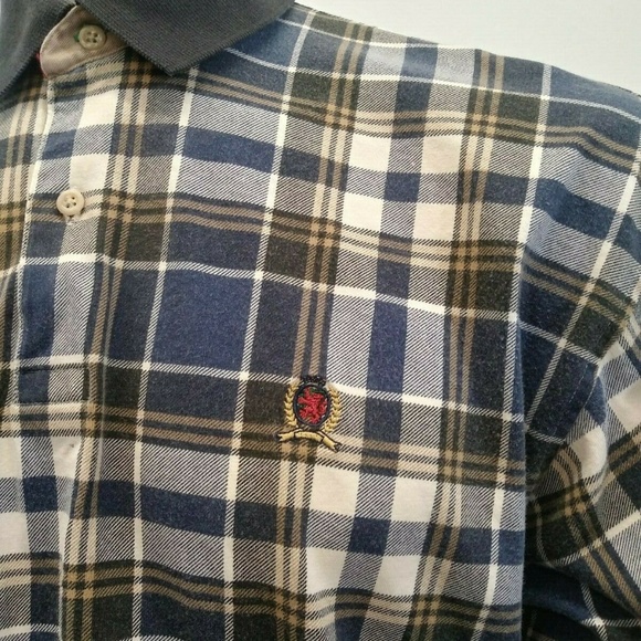 🎉2/$30 Tommy Hilfiger Vintage Plaid LongSleeve Polo Shirt Men's Large Pullover - Picture 3 of 14